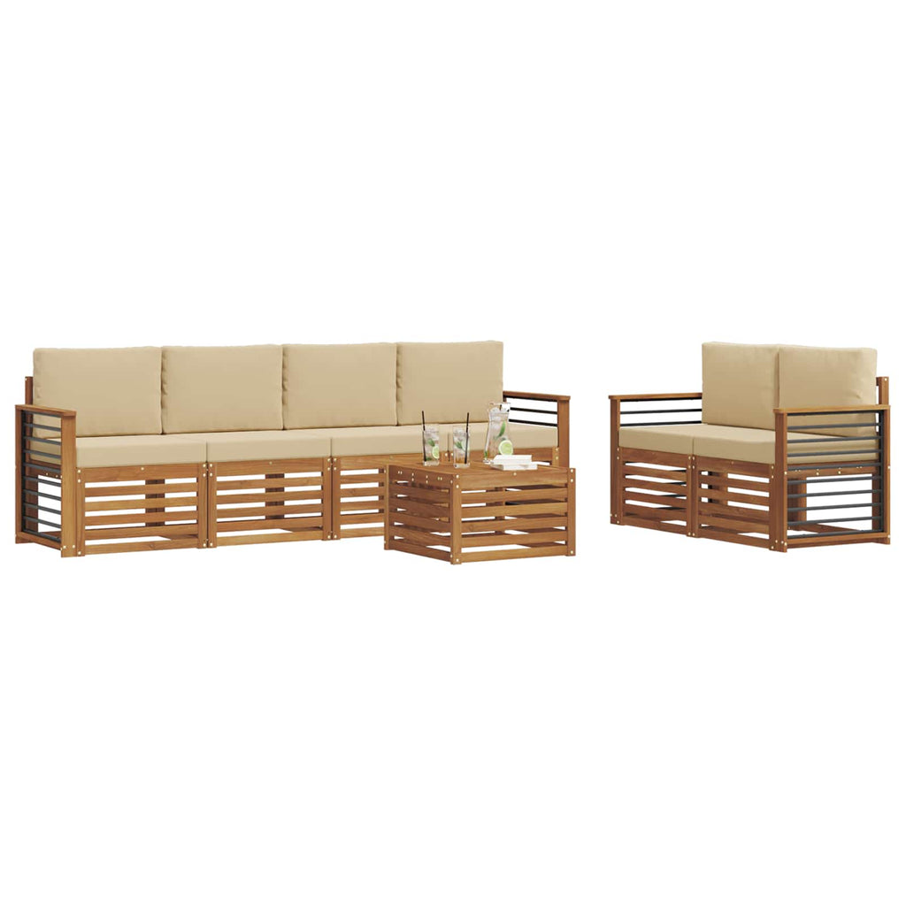 vidaXL Zestaw sof na zewnątrz z poduszką 7 pcs Naturalny i Beżowy