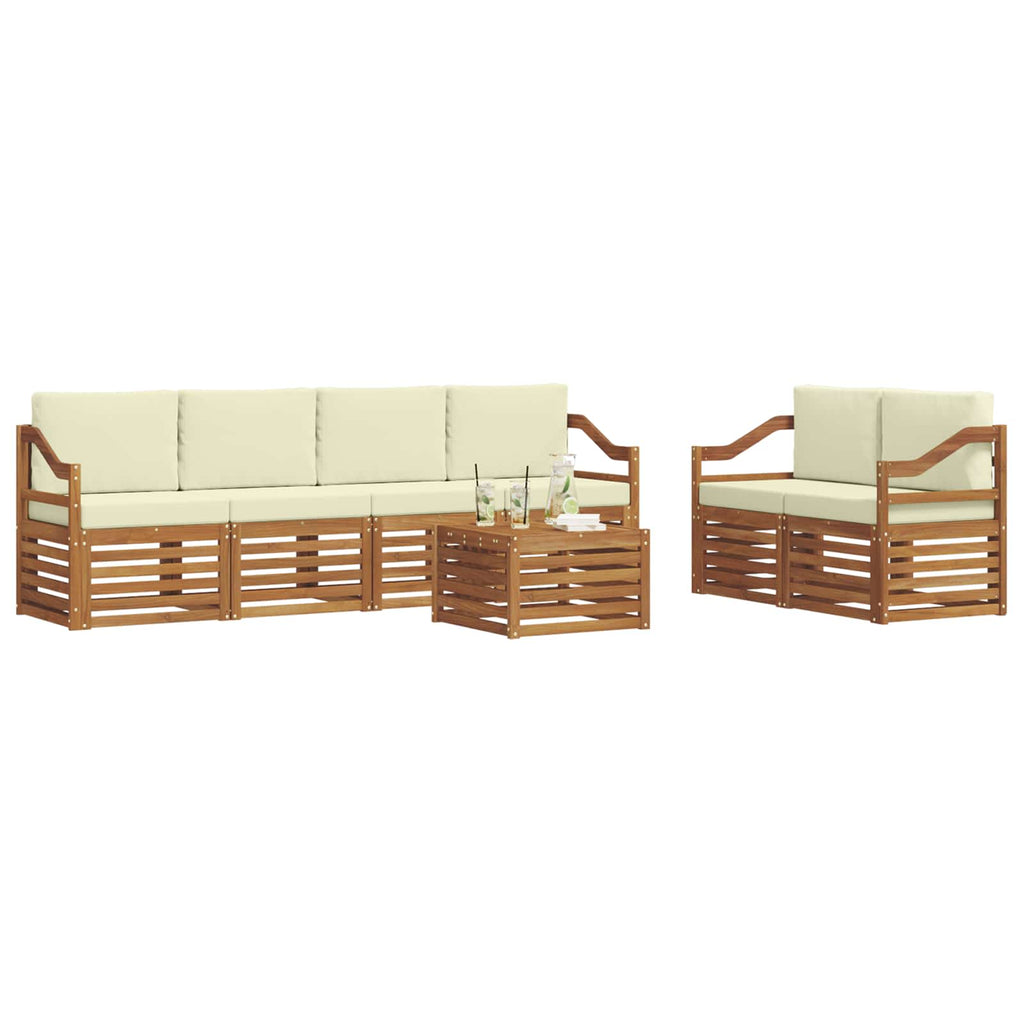 vidaXL Zestaw sof na zewnątrz z poduszką 7 pcs Naturalny i Kremowy