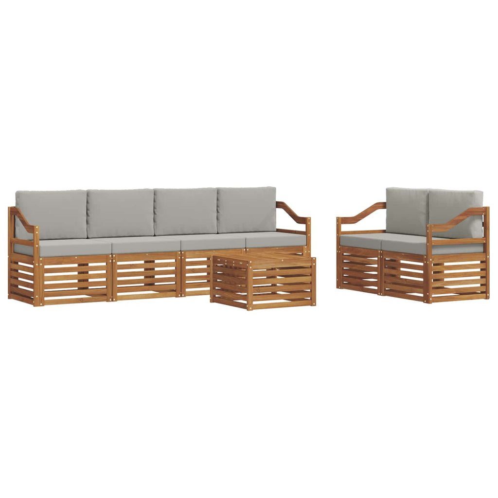vidaXL Zestaw sof na zewnątrz z poduszką 7 pcs Naturalny i Jasny Szary