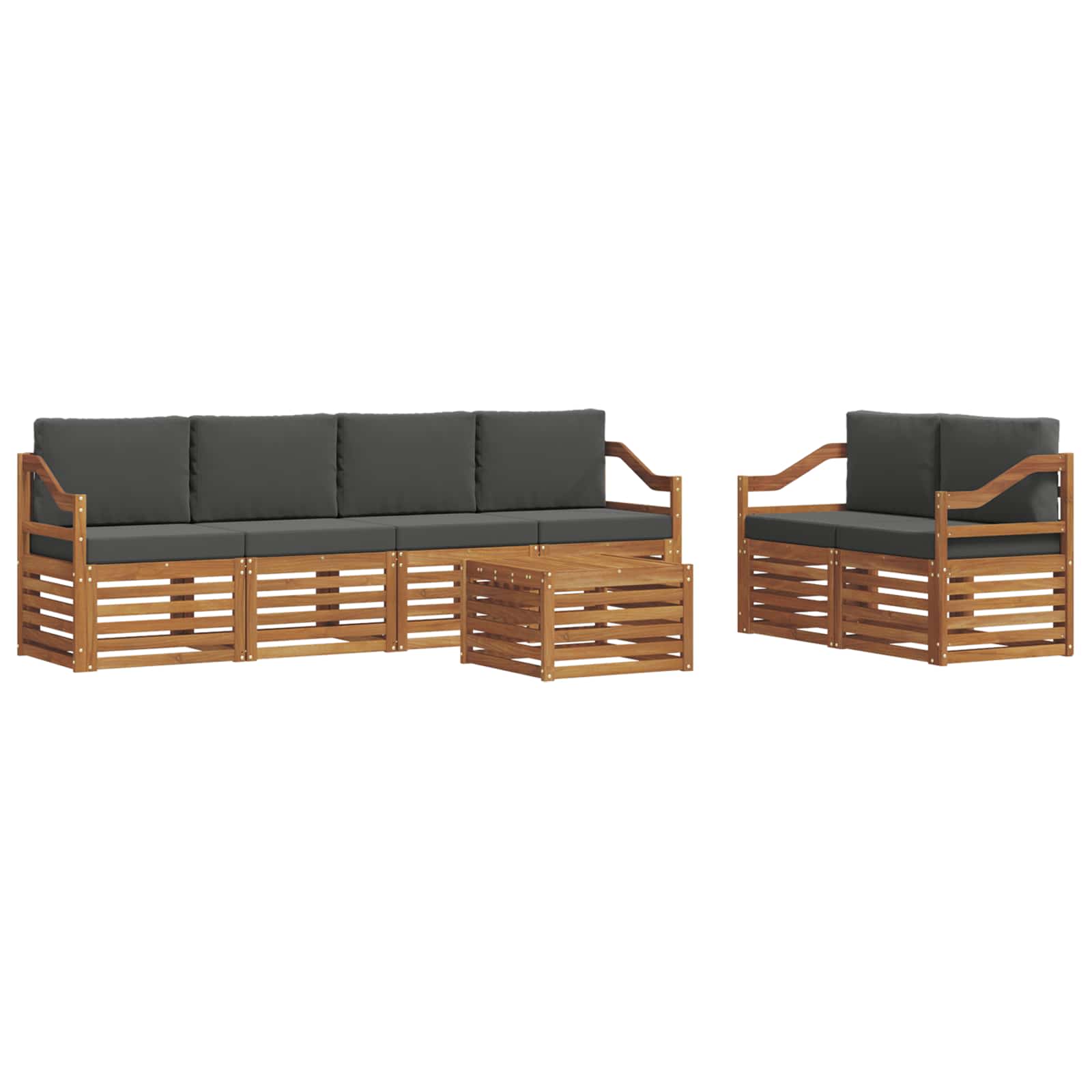 vidaXL Zestaw sof na zewnątrz z poduszką 7 pcs Naturalny i Antracytowy