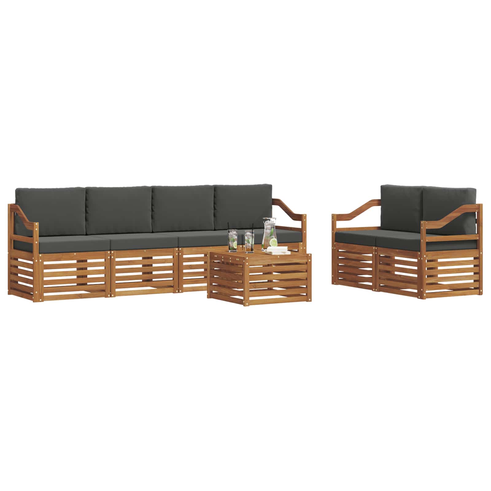 vidaXL Zestaw sof na zewnątrz z poduszką 7 pcs Naturalny i Antracytowy