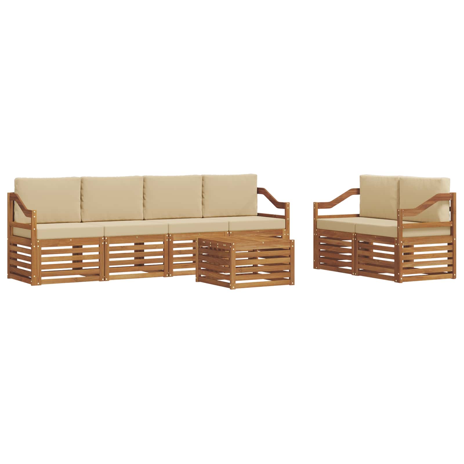 vidaXL Zestaw sof na zewnątrz z poduszką 7 pcs Naturalny i Beżowy