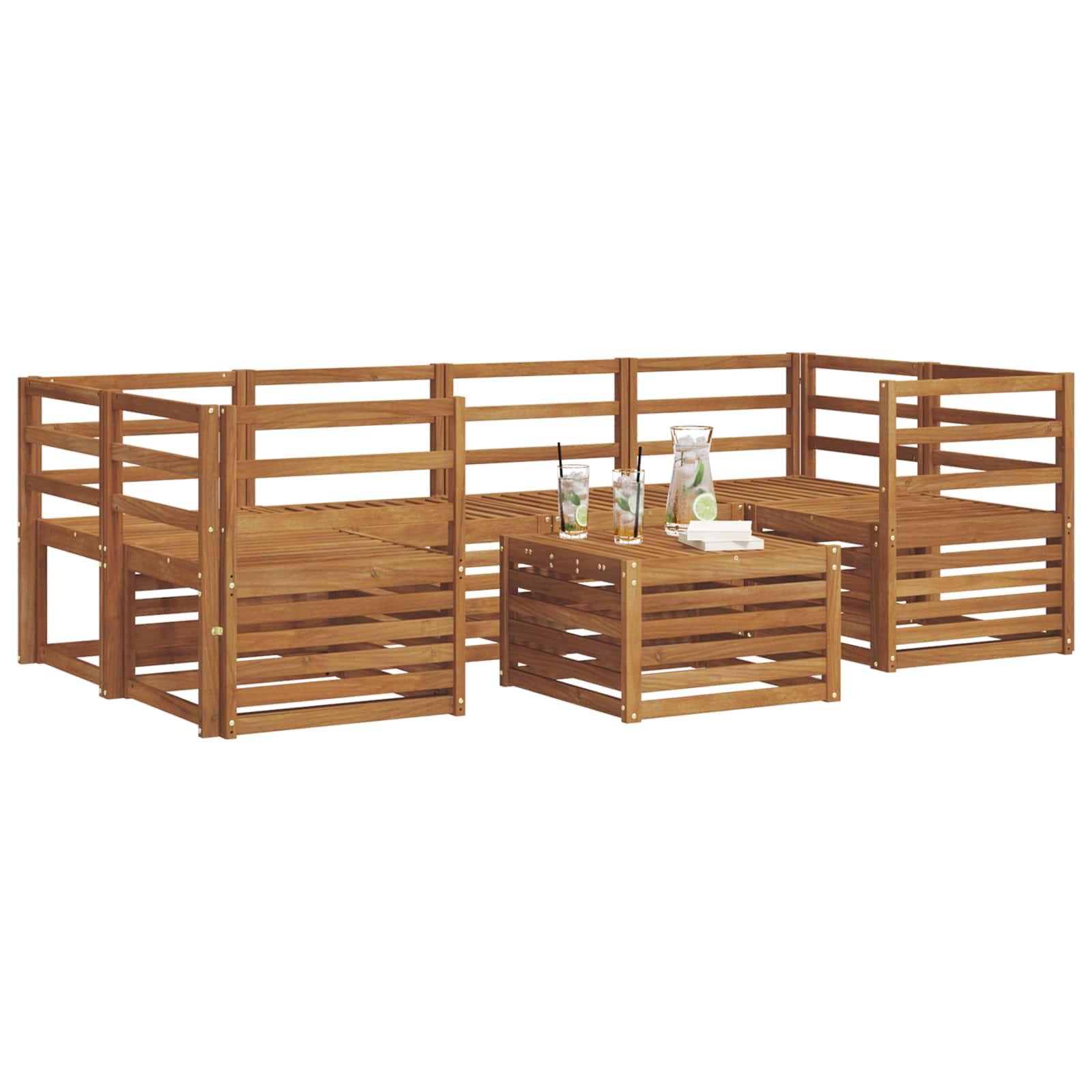 vidaXL Zestaw sof na zewnątrz 7 pcs Naturalny Lite Drewno Akacji