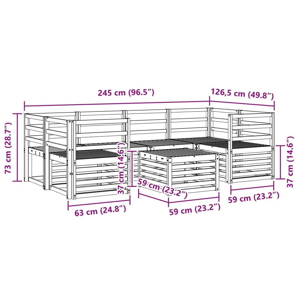 vidaXL Zestaw sof na zewnątrz 7 pcs Naturalny Lite Drewno Akacji