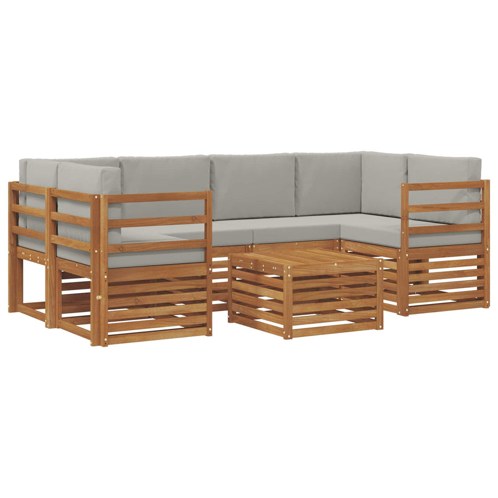 vidaXL Zestaw sof na zewnątrz z poduszką 7 pcs Naturalny i Jasny Szary