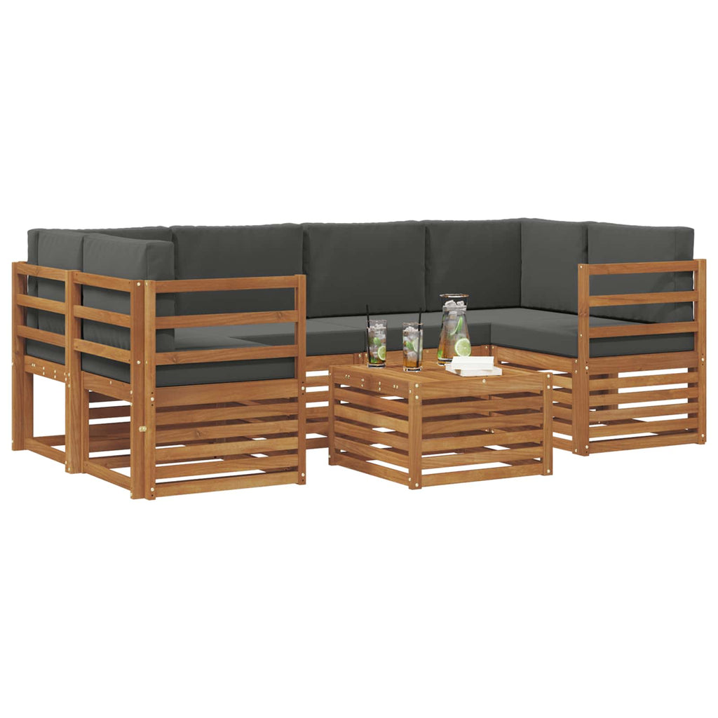 vidaXL Zestaw sof na zewnątrz z poduszką 7 pcs Naturalny i Antracytowy
