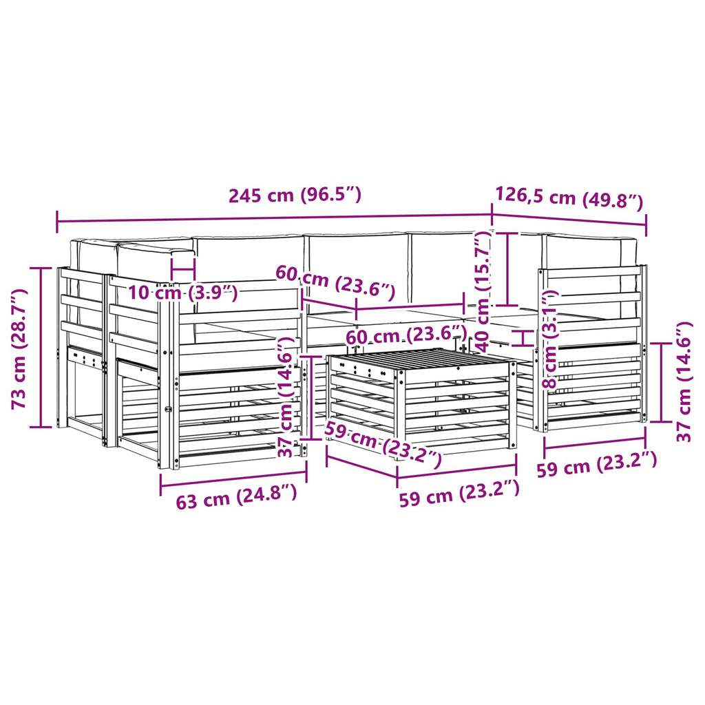 vidaXL Zestaw sof na zewnątrz z poduszką 7 pcs Naturalny i Antracytowy