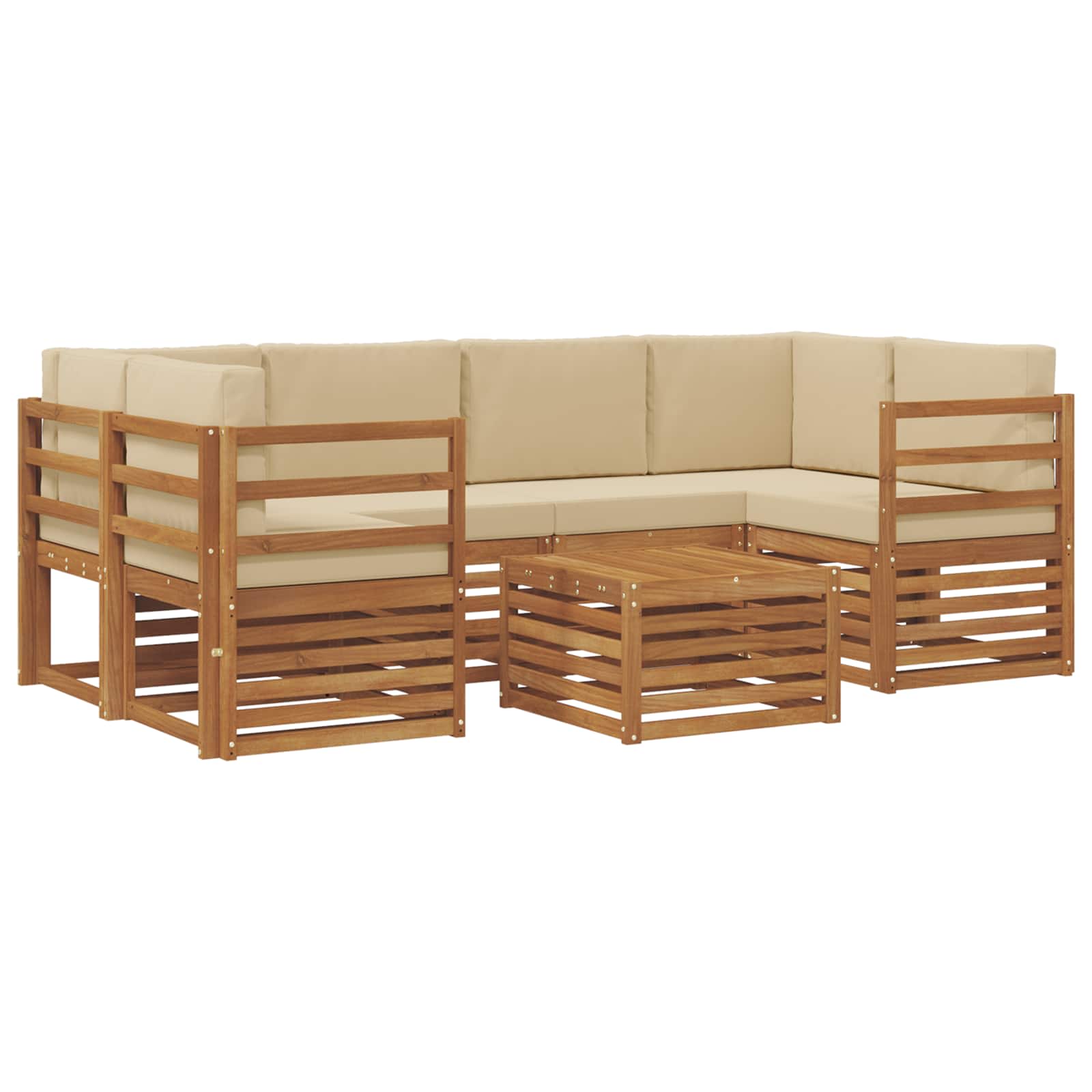 vidaXL Zestaw sof na zewnątrz z poduszką 7 pcs Naturalny i Beżowy