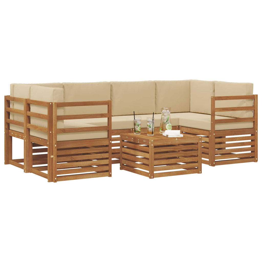 vidaXL Zestaw sof na zewnątrz z poduszką 7 pcs Naturalny i Beżowy