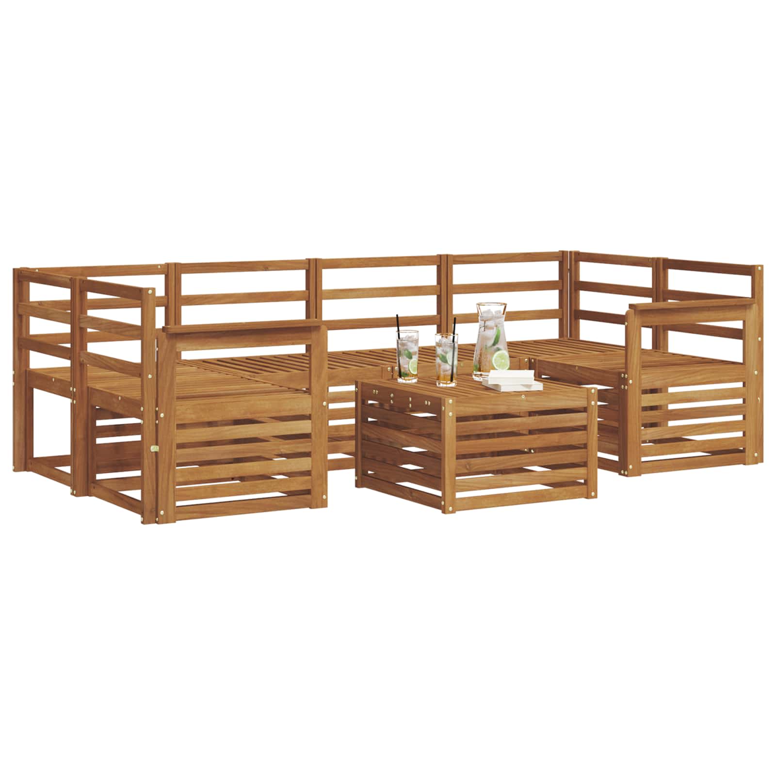 vidaXL Zestaw sof na zewnątrz 7 pcs Naturalny Lite Drewno Akacji