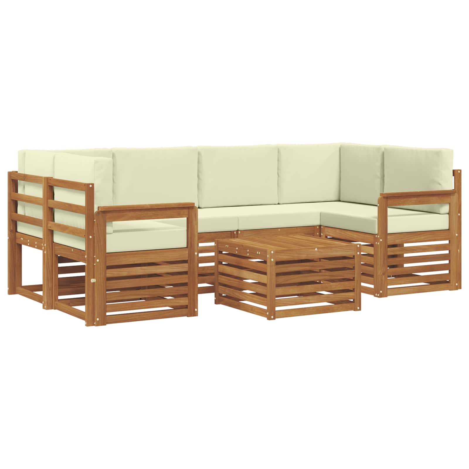 vidaXL Zestaw sof na zewnątrz z poduszką 7 pcs Naturalny i Kremowy
