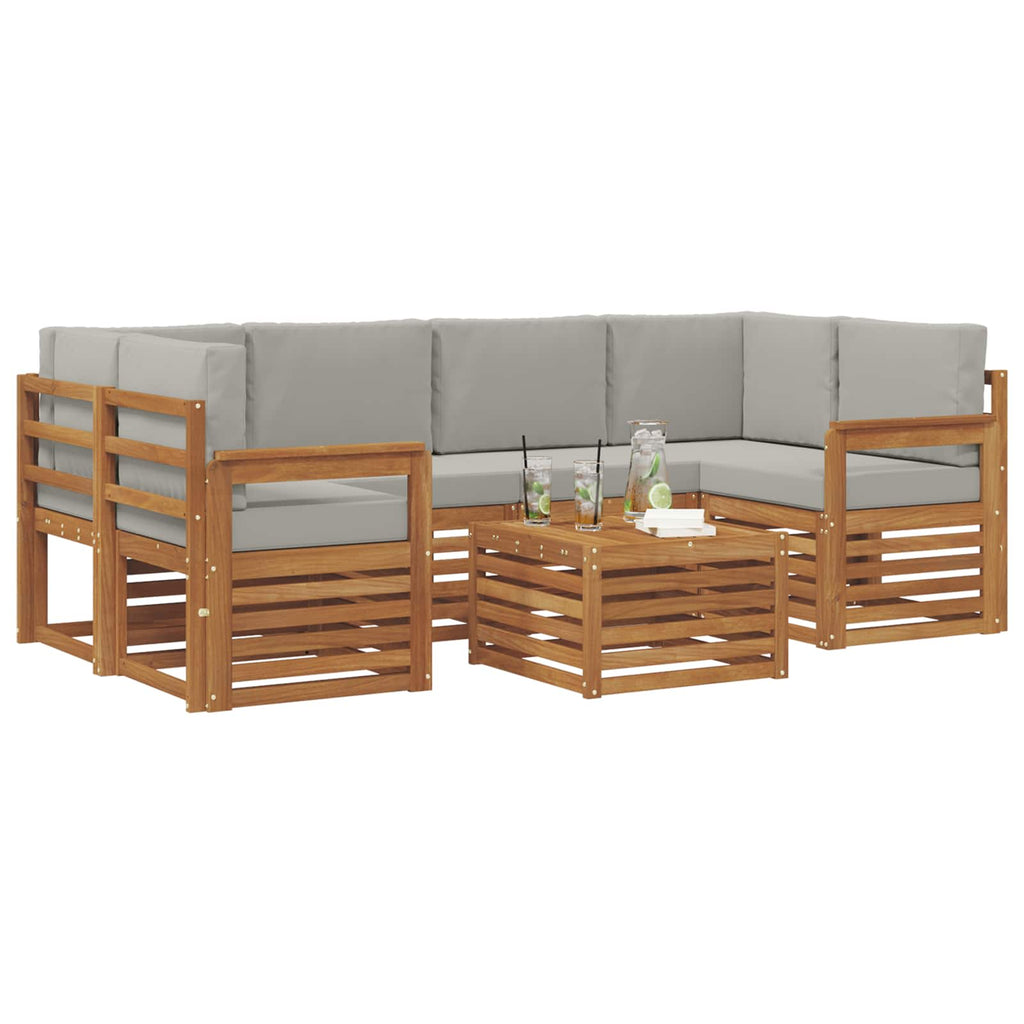 vidaXL Zestaw sof na zewnątrz z poduszką 7 pcs Naturalny i Jasny Szary