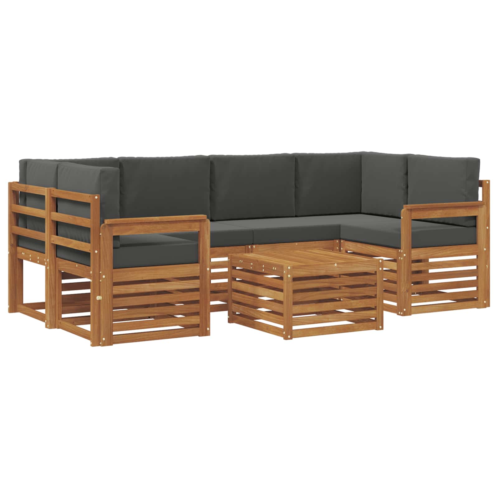 vidaXL Zestaw sof na zewnątrz z poduszką 7 pcs Naturalny i Antracytowy