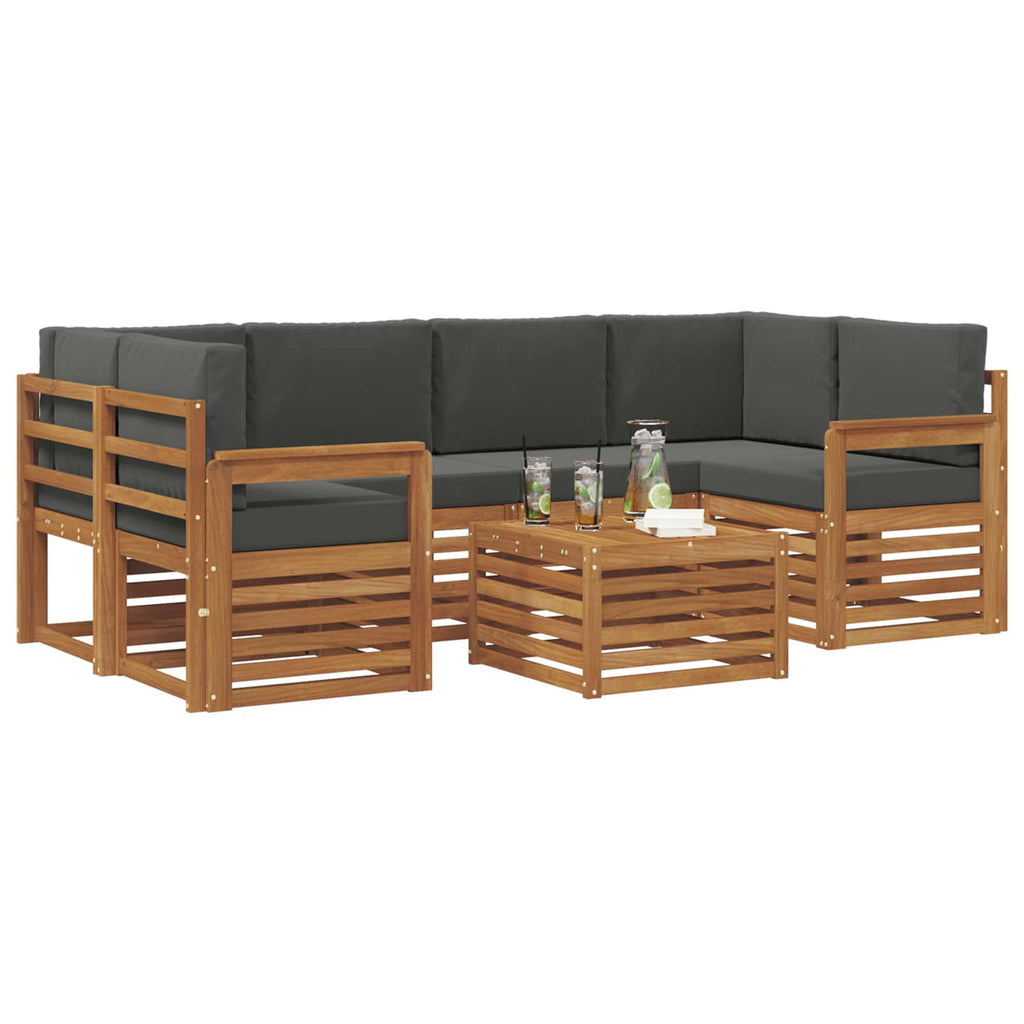 vidaXL Zestaw sof na zewnątrz z poduszką 7 pcs Naturalny i Antracytowy