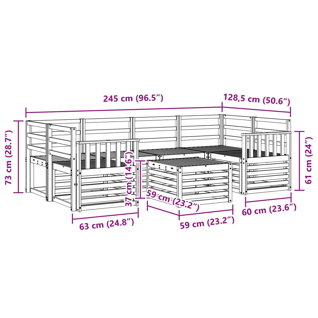 vidaXL Zestaw sof na zewnątrz 7 pcs Naturalny Lite Drewno Akacji