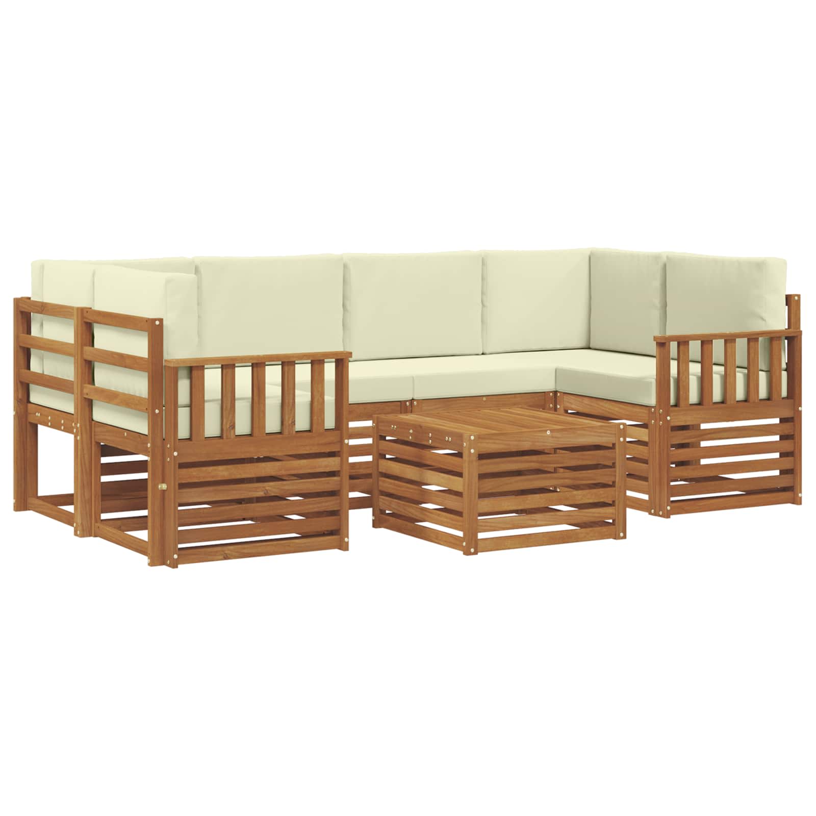 vidaXL Zestaw sof na zewnątrz z poduszką 7 pcs Naturalny i Kremowy