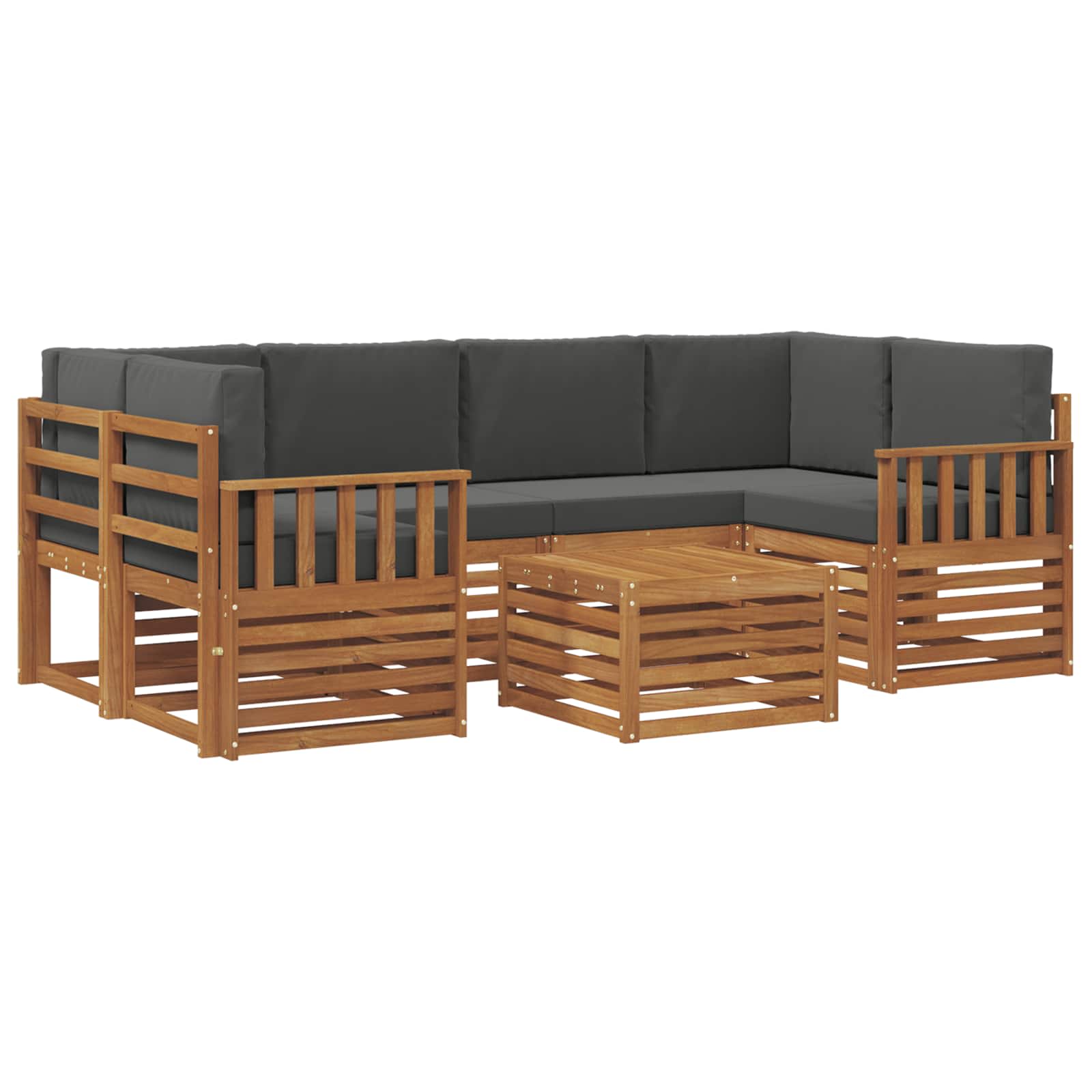 vidaXL Zestaw sof na zewnątrz z poduszką 7 pcs Naturalny i Antracytowy