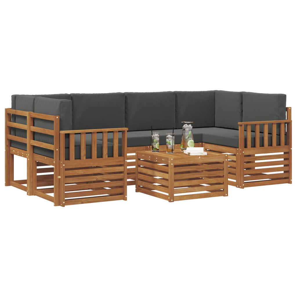 vidaXL Zestaw sof na zewnątrz z poduszką 7 pcs Naturalny i Antracytowy