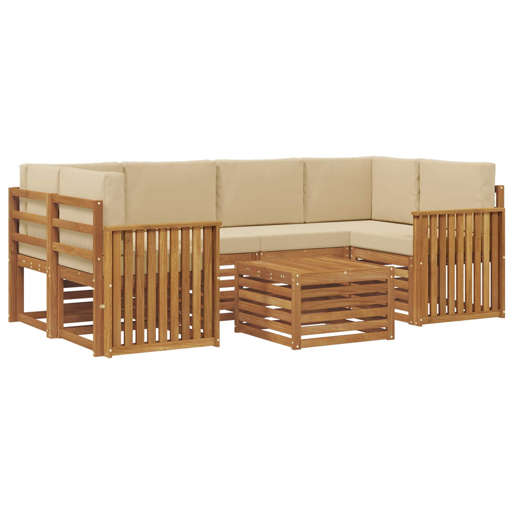 vidaXL Zestaw sof na zewnątrz z poduszką 7 pcs Naturalny i Beżowy