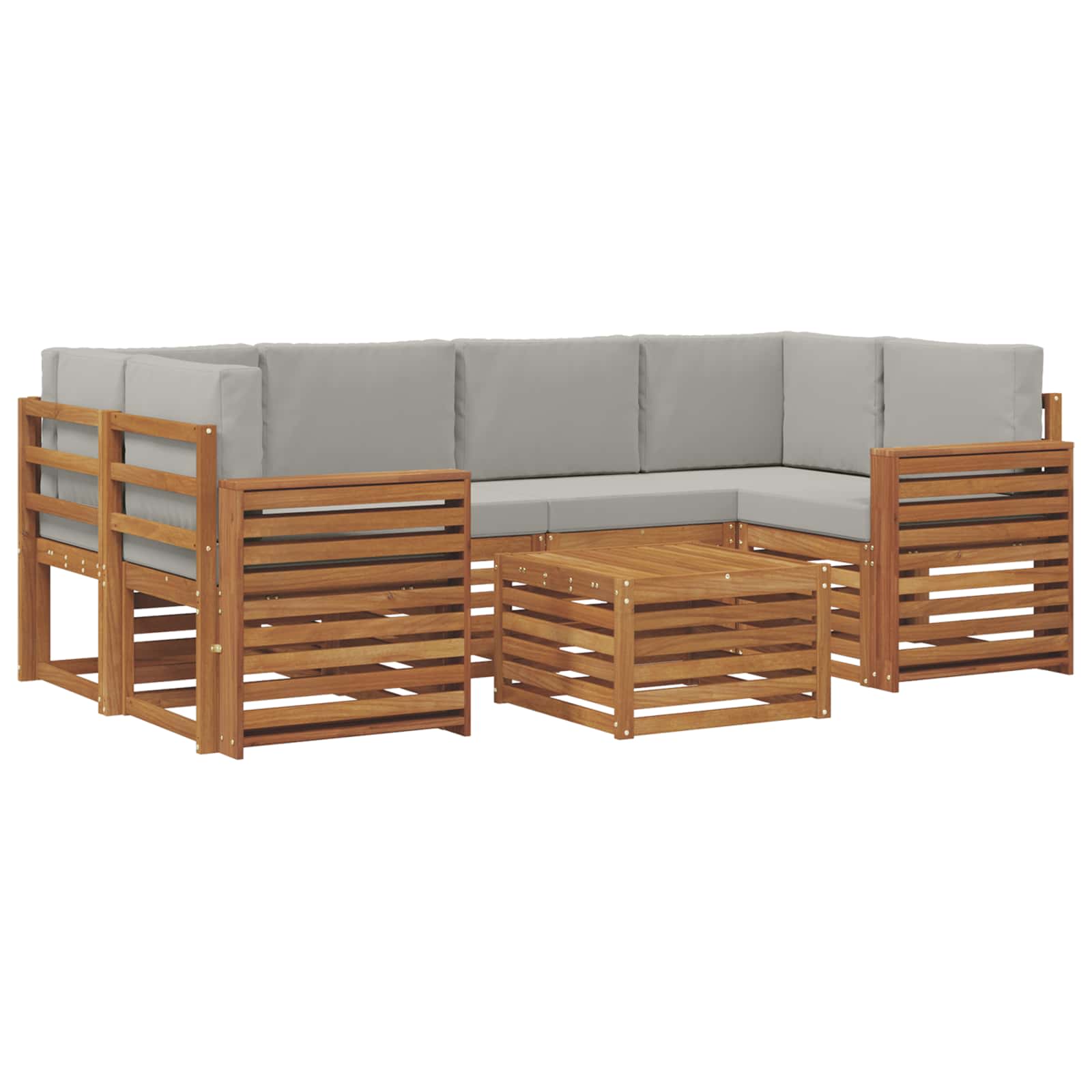 vidaXL Zestaw sof na zewnątrz z poduszką 7 pcs Naturalny i Jasny Szary
