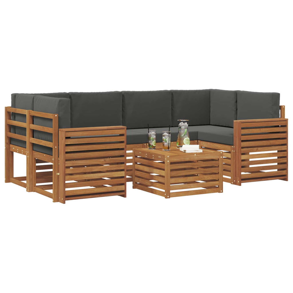 vidaXL Zestaw sof na zewnątrz z poduszką 7 pcs Naturalny i Antracytowy