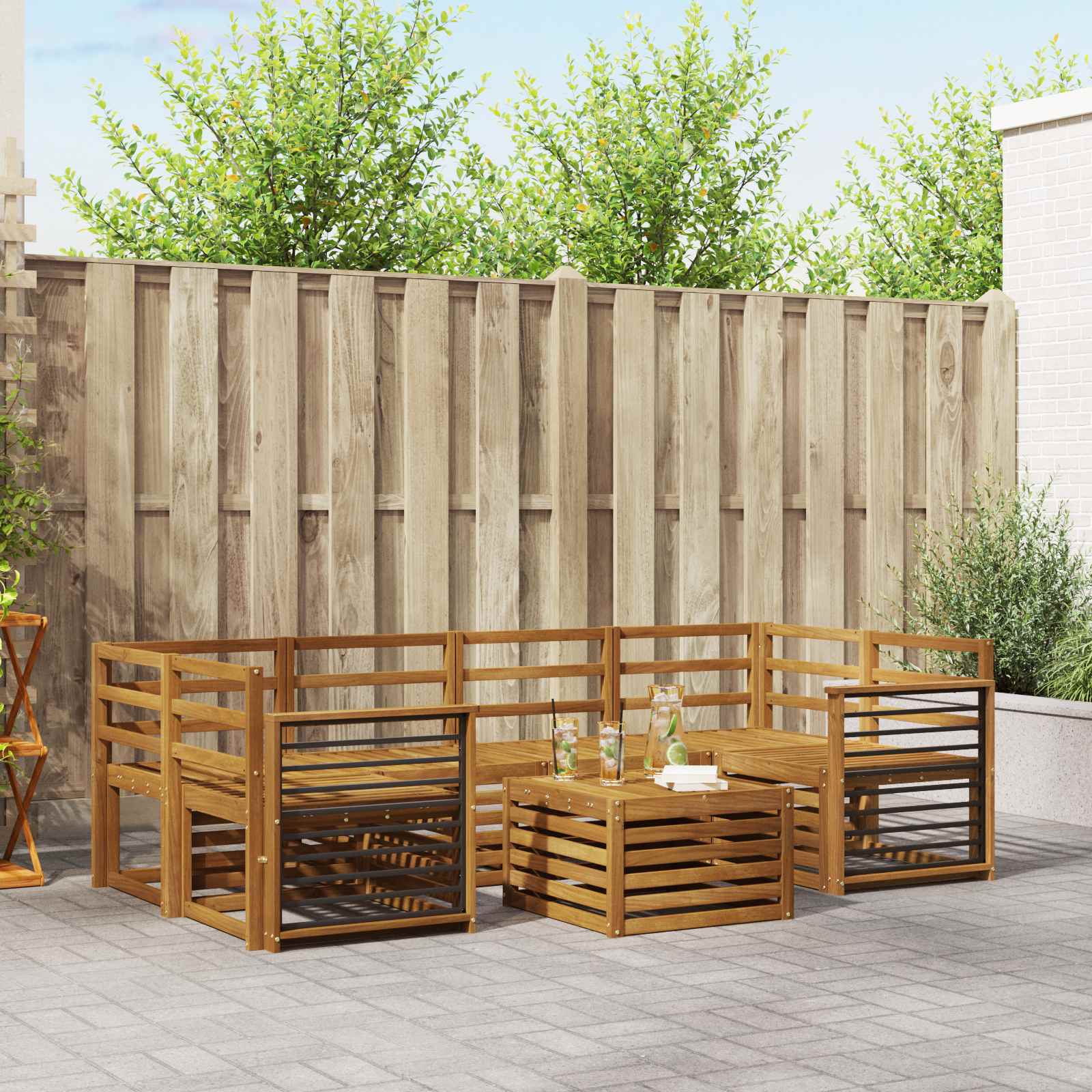 vidaXL Zestawy sof 7 pcs Naturalny Lite Drewno Akacji