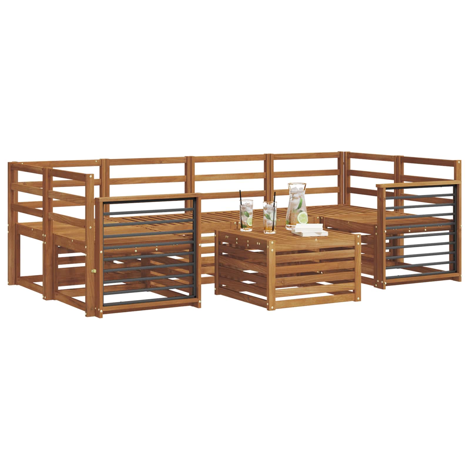 vidaXL Zestawy sof 7 pcs Naturalny Lite Drewno Akacji
