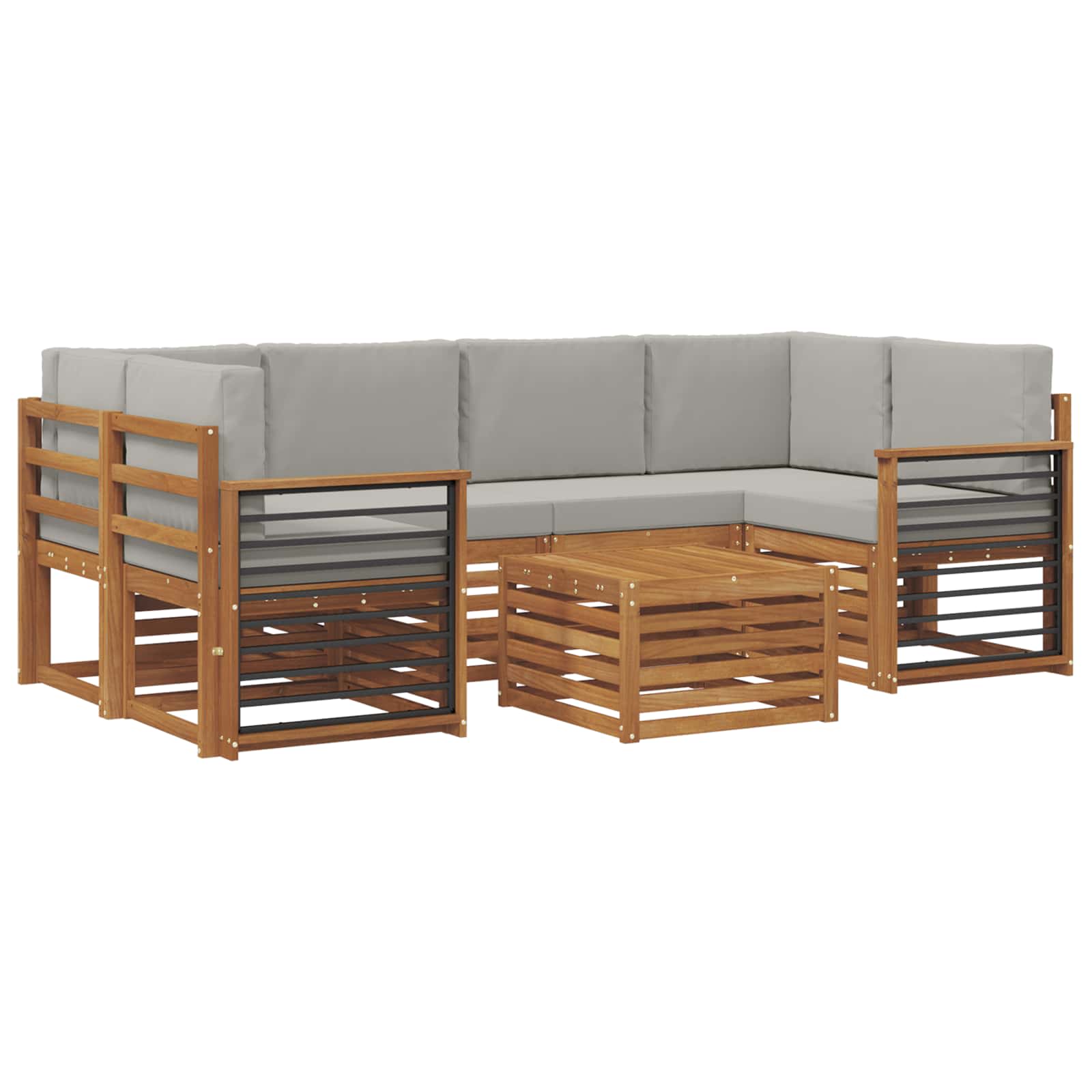 vidaXL Zestaw sof na zewnątrz z poduszką 7 pcs Naturalny i Jasny Szary