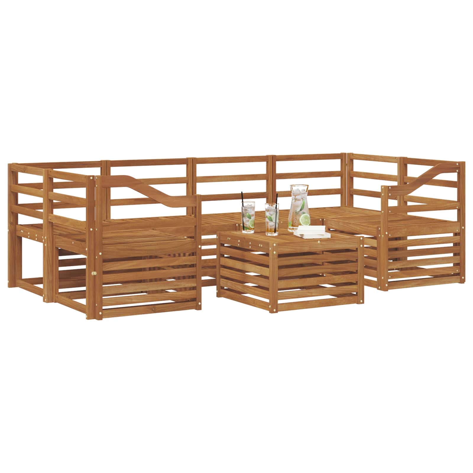 vidaXL Zestaw sof na zewnątrz 7 pcs Naturalny Lite Drewno Akacji