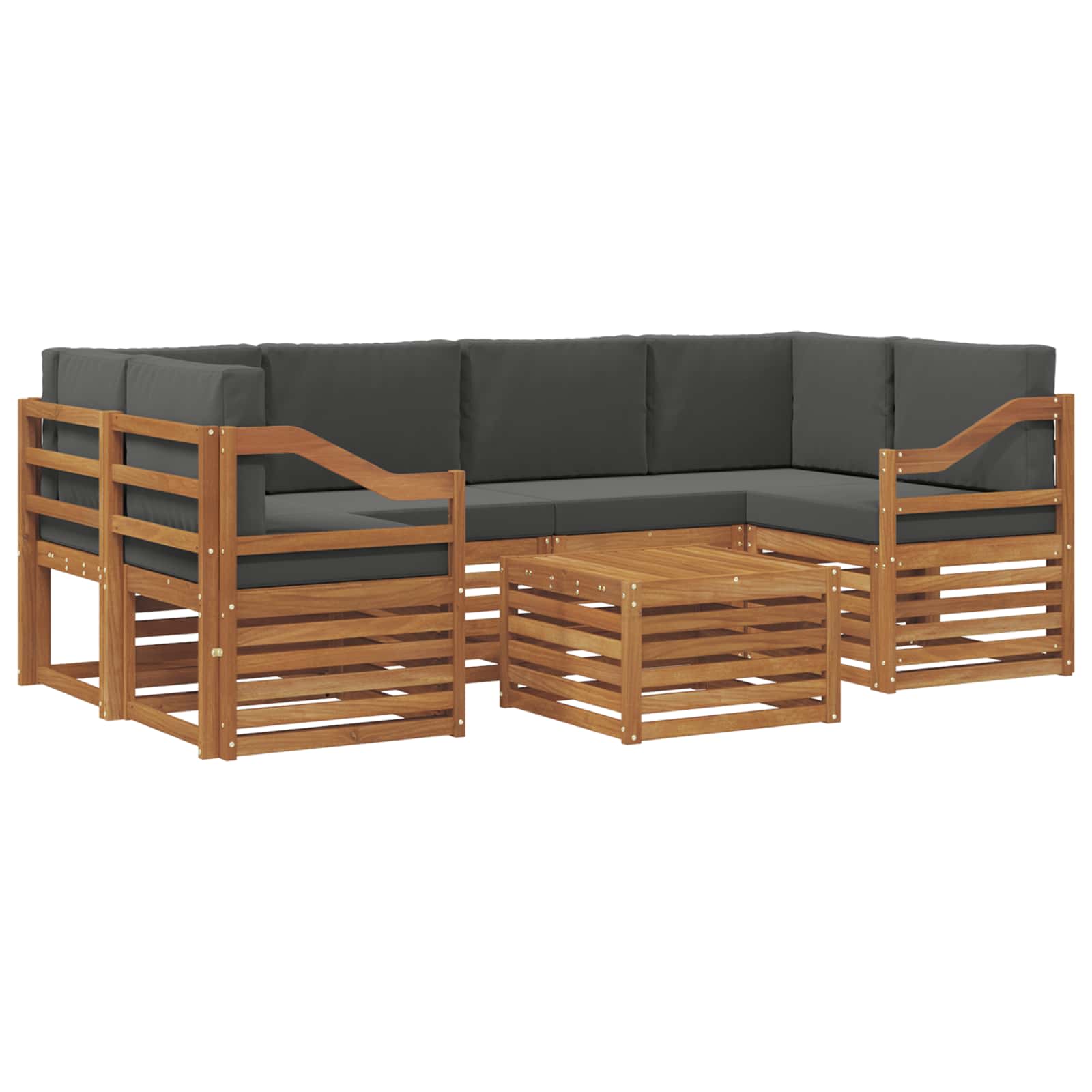 vidaXL Zestaw sof na zewnątrz z poduszką 7 pcs Naturalny i Antracytowy