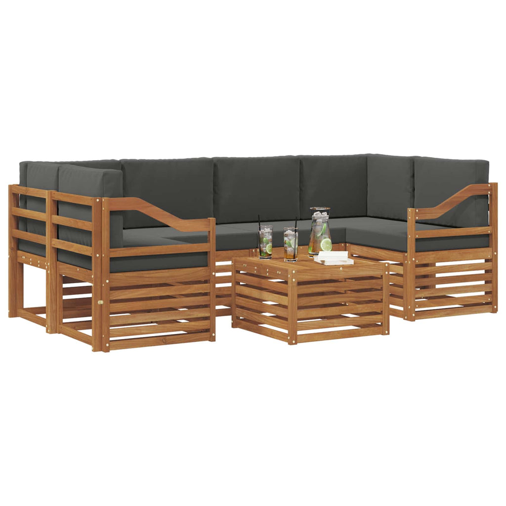 vidaXL Zestaw sof na zewnątrz z poduszką 7 pcs Naturalny i Antracytowy
