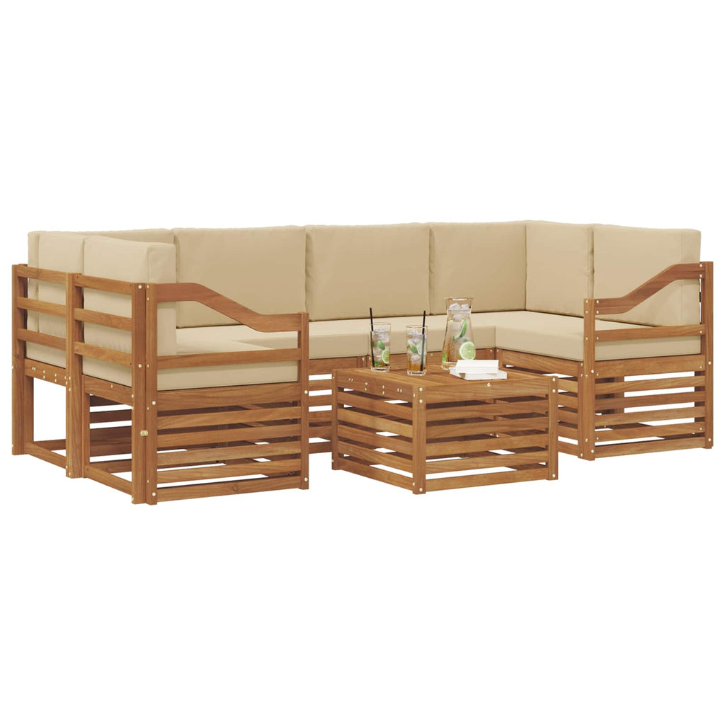 vidaXL Zestaw sof na zewnątrz z poduszką 7 pcs Naturalny i Beżowy