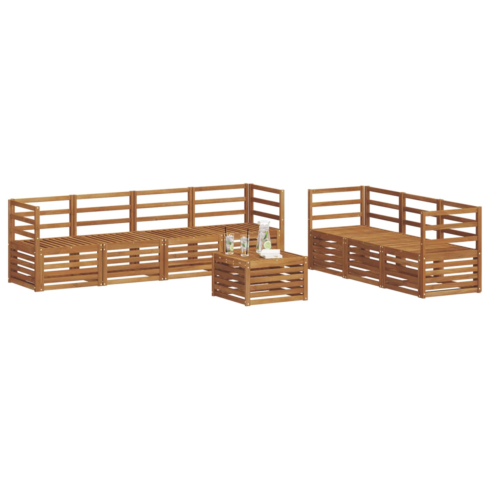 vidaXL Zestawy sof 8 pcs Naturalny Lite Drewno Akacji