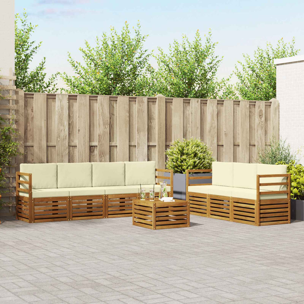 vidaXL Zestawy sof 8 pcs Naturalny i Kremowy Lite Drewno Akacji