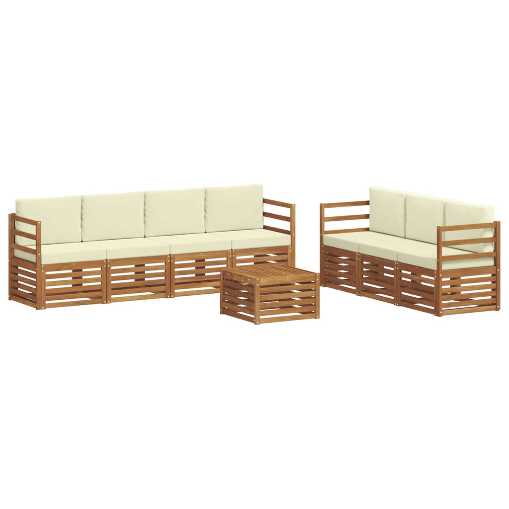 vidaXL Zestawy sof 8 pcs Naturalny i Kremowy Lite Drewno Akacji