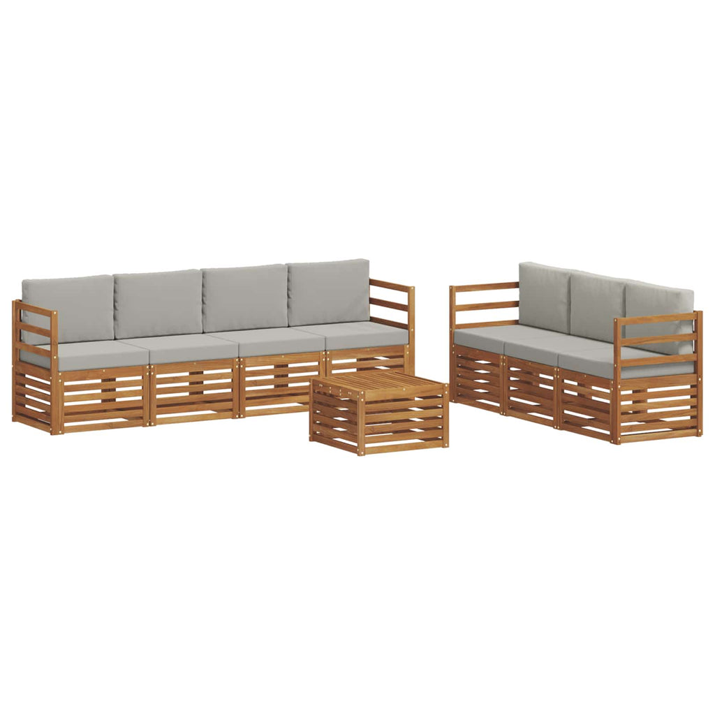 vidaXL Zestawy sof 8 pcs Naturalny i Jasny Szary Lite Drewno Akacji