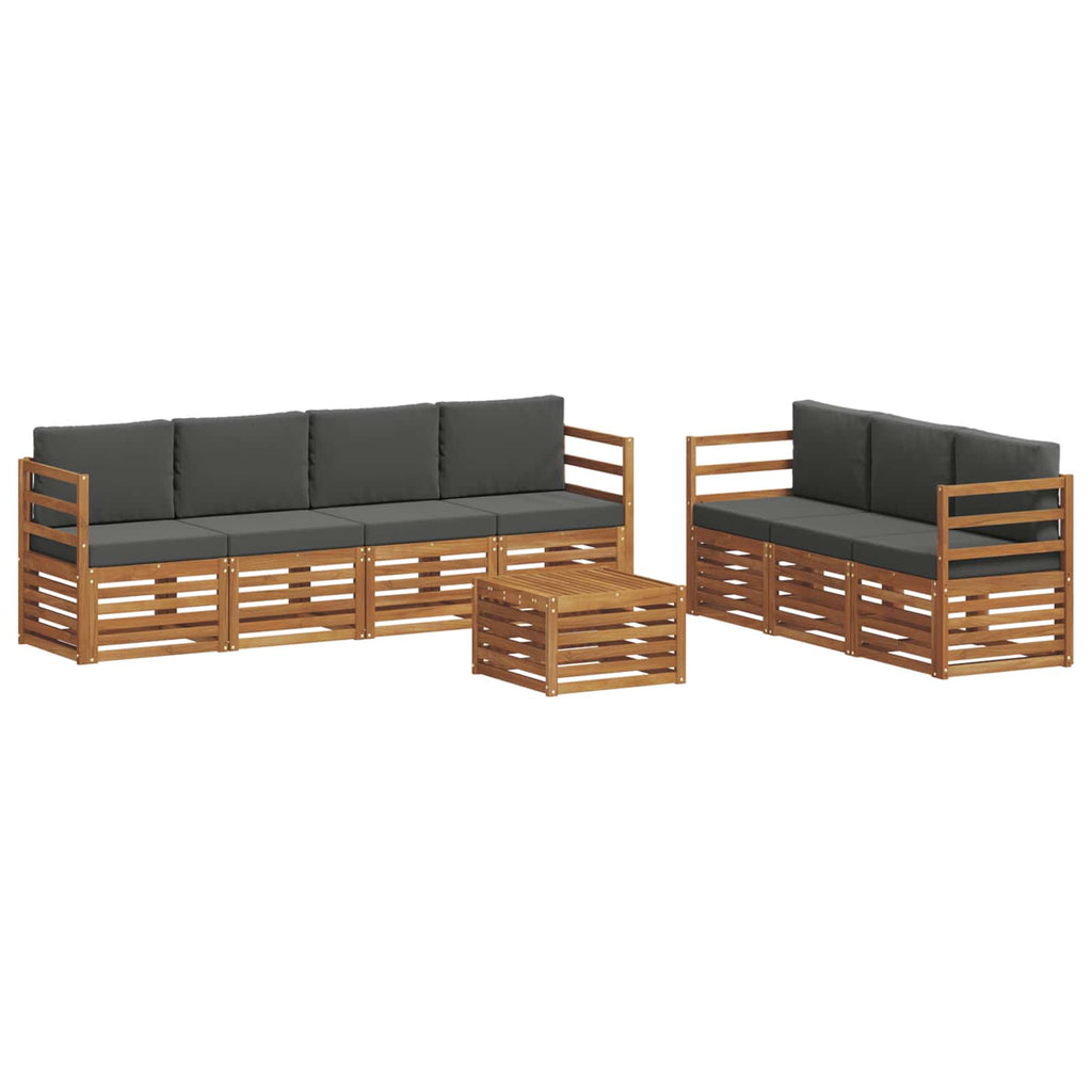 vidaXL Zestawy sof 8 pcs Naturalny i Antracytowy Lite Drewno Akacji