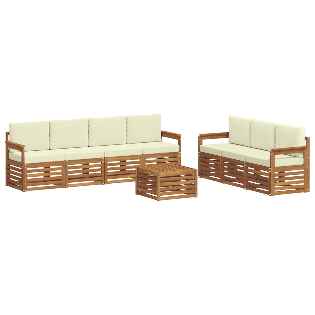 vidaXL Zestawy sof 8 pcs Naturalny i Kremowy Lite Drewno Akacji