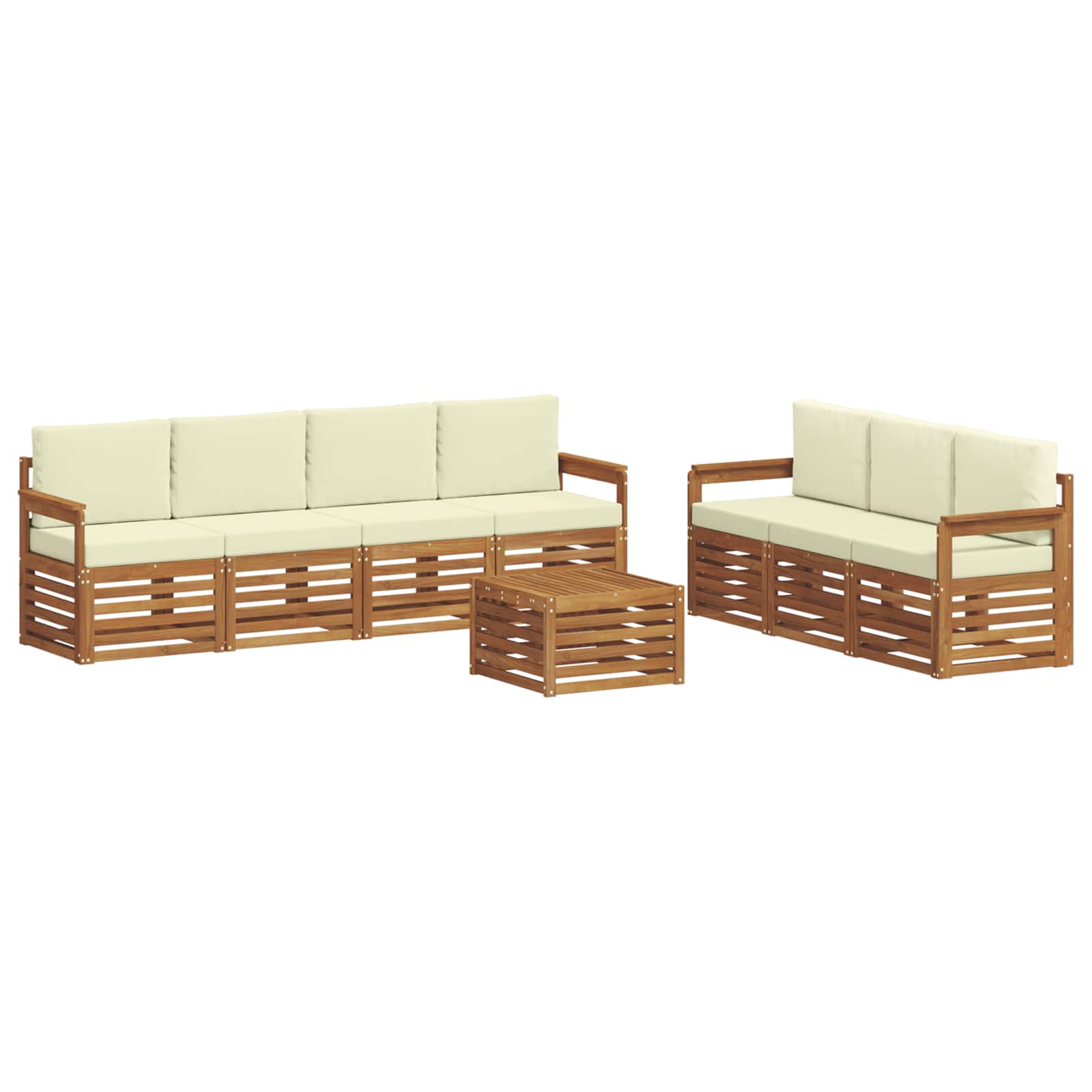 vidaXL Zestawy sof 8 pcs Naturalny i Kremowy Lite Drewno Akacji