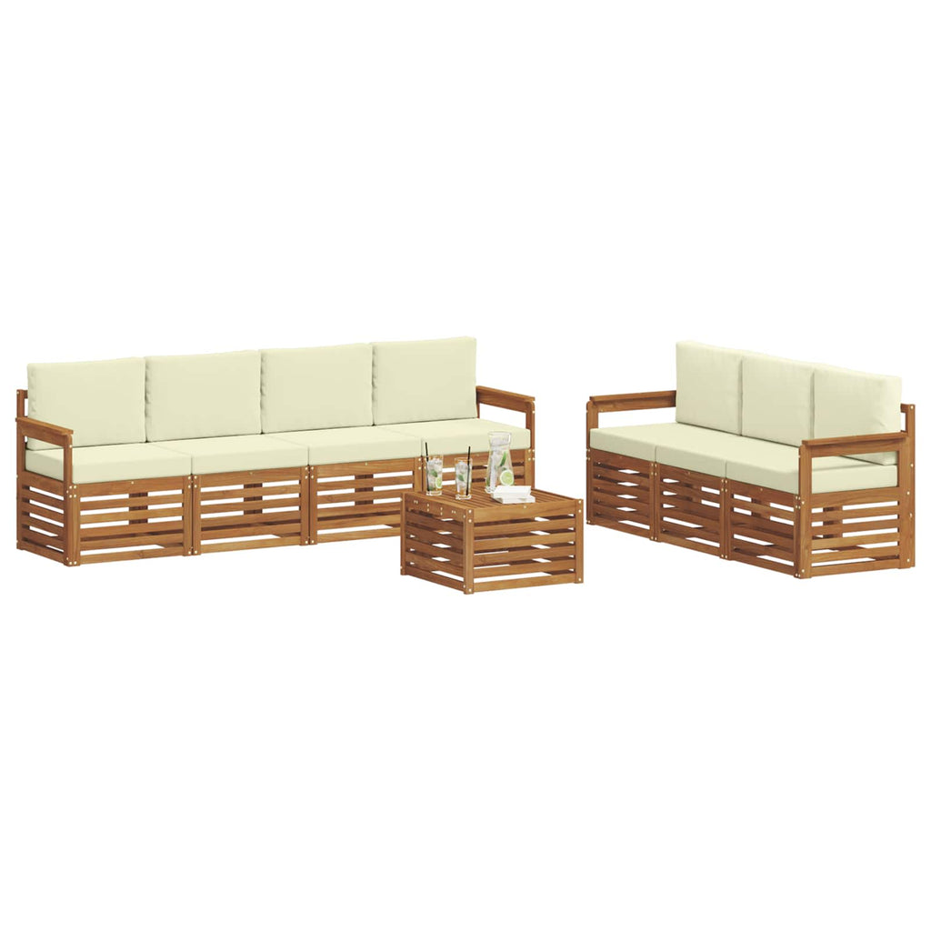 vidaXL Zestawy sof 8 pcs Naturalny i Kremowy Lite Drewno Akacji