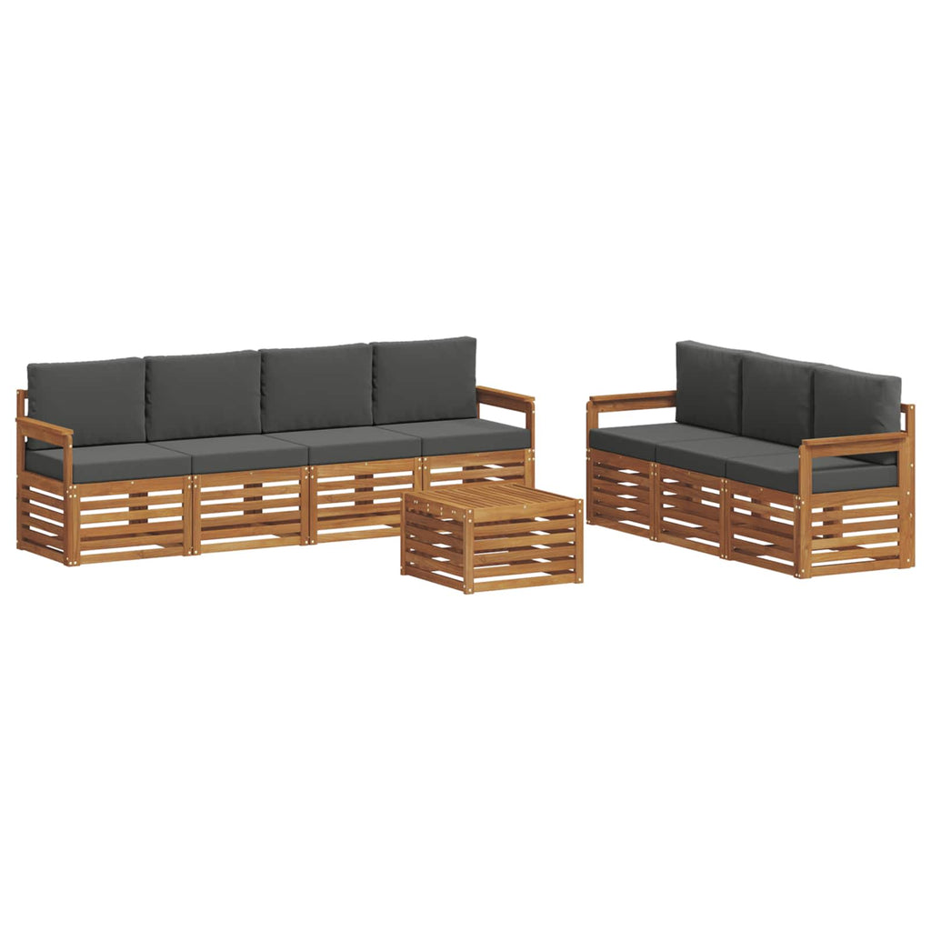 vidaXL Zestawy sof 8 pcs Naturalny i Antracytowy Lite Drewno Akacji