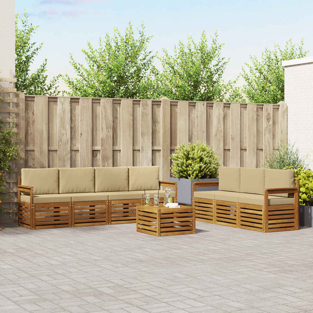 vidaXL Zestawy sof 8 pcs Naturalny i Beżowy Lite Drewno Akacji