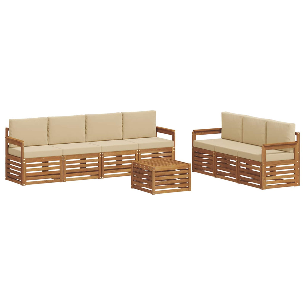 vidaXL Zestawy sof 8 pcs Naturalny i Beżowy Lite Drewno Akacji