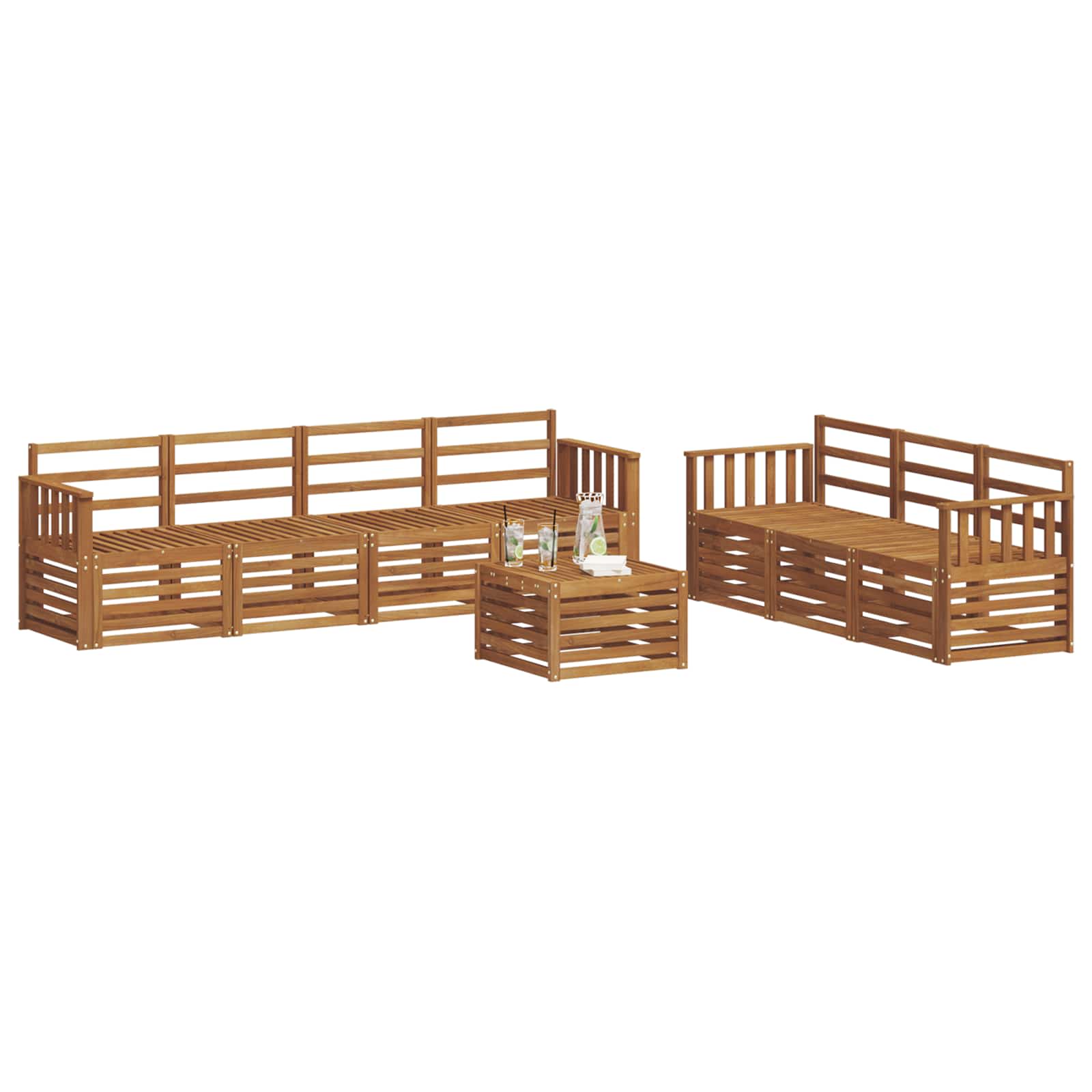 vidaXL Zestawy sof 8 pcs Naturalny Lite Drewno Akacji