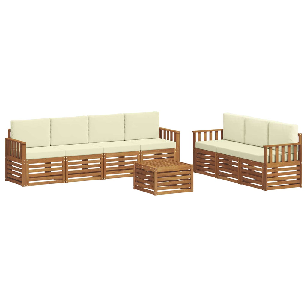 vidaXL Zestawy sof 8 pcs Naturalny i Kremowy Lite Drewno Akacji