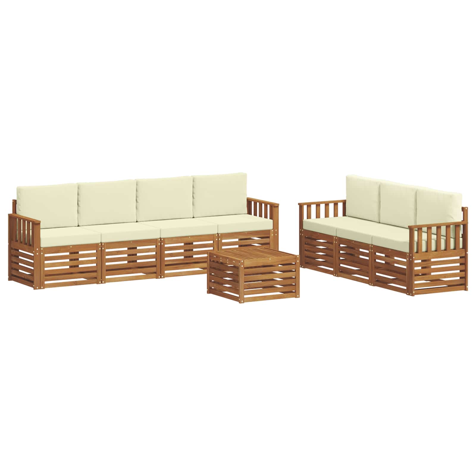 vidaXL Zestawy sof 8 pcs Naturalny i Kremowy Lite Drewno Akacji