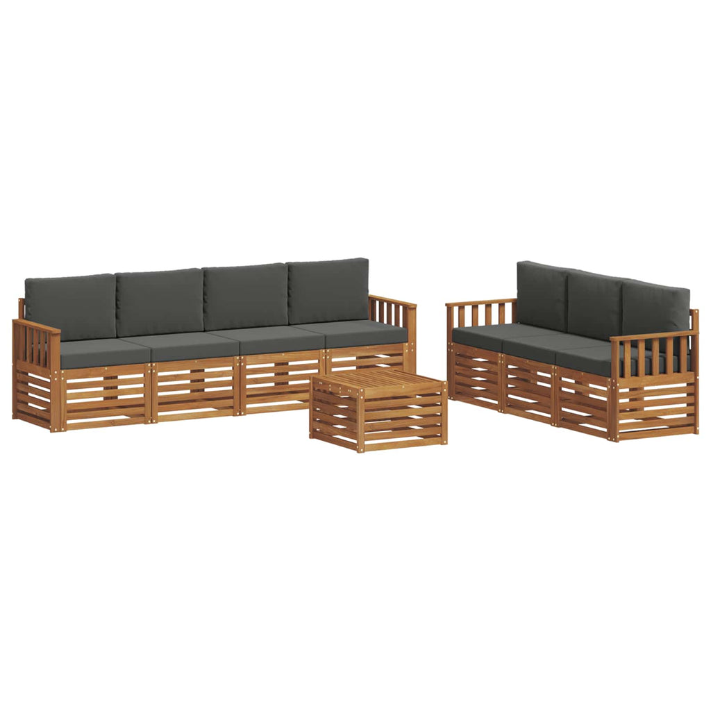 vidaXL Zestawy sof 8 pcs Naturalny i Antracytowy Lite Drewno Akacji
