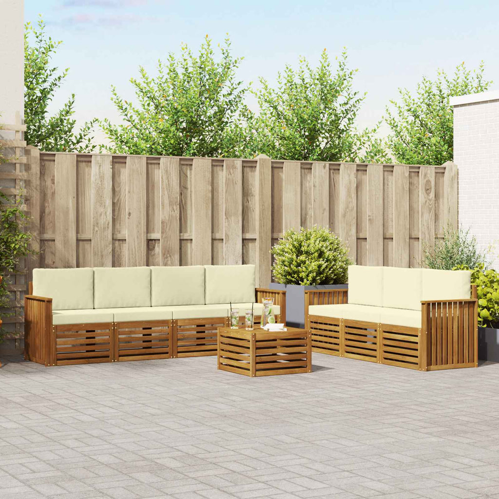 vidaXL Zestawy sof 8 pcs Naturalny i Kremowy Lite Drewno Akacji