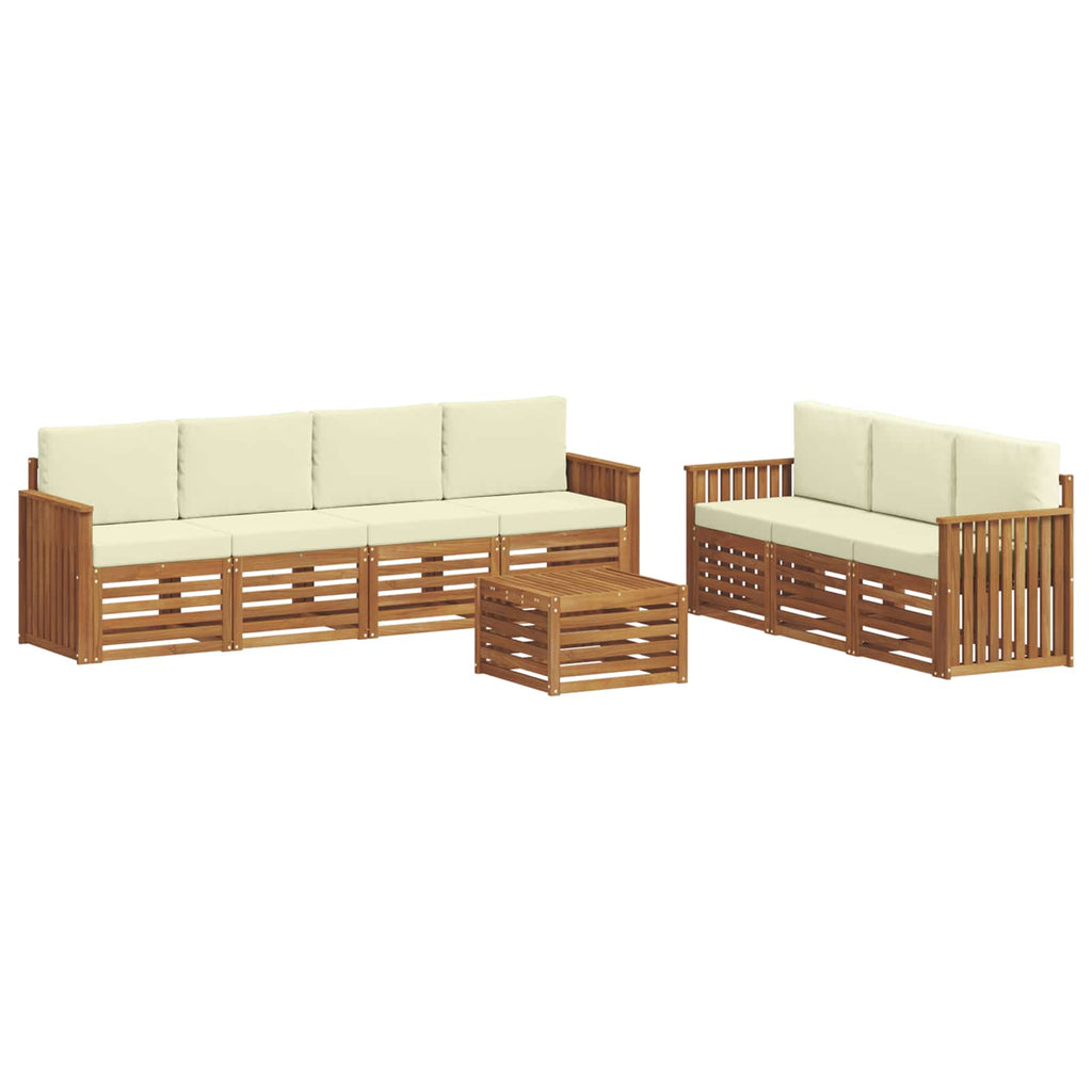 vidaXL Zestawy sof 8 pcs Naturalny i Kremowy Lite Drewno Akacji