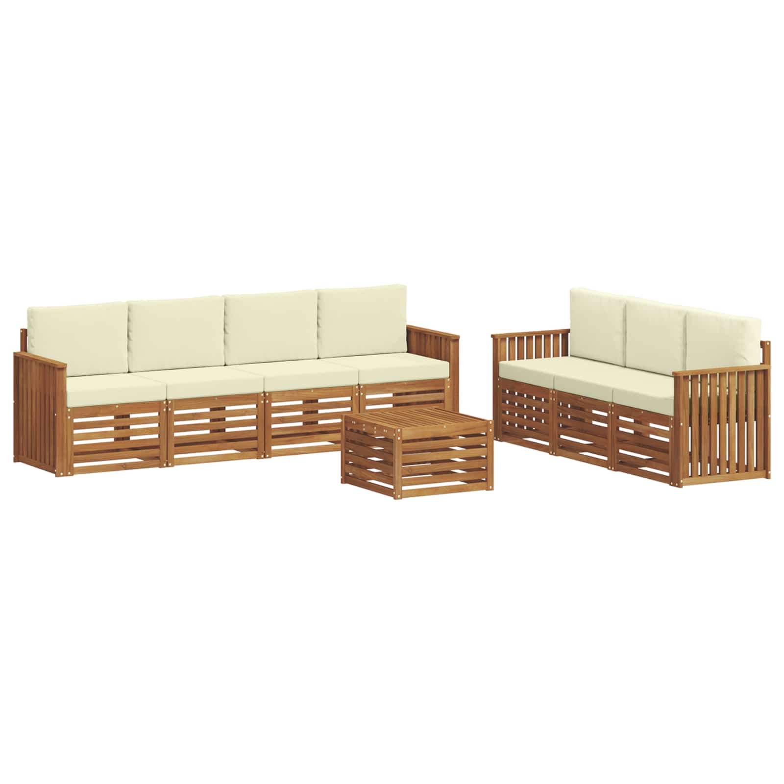 vidaXL Zestawy sof 8 pcs Naturalny i Kremowy Lite Drewno Akacji